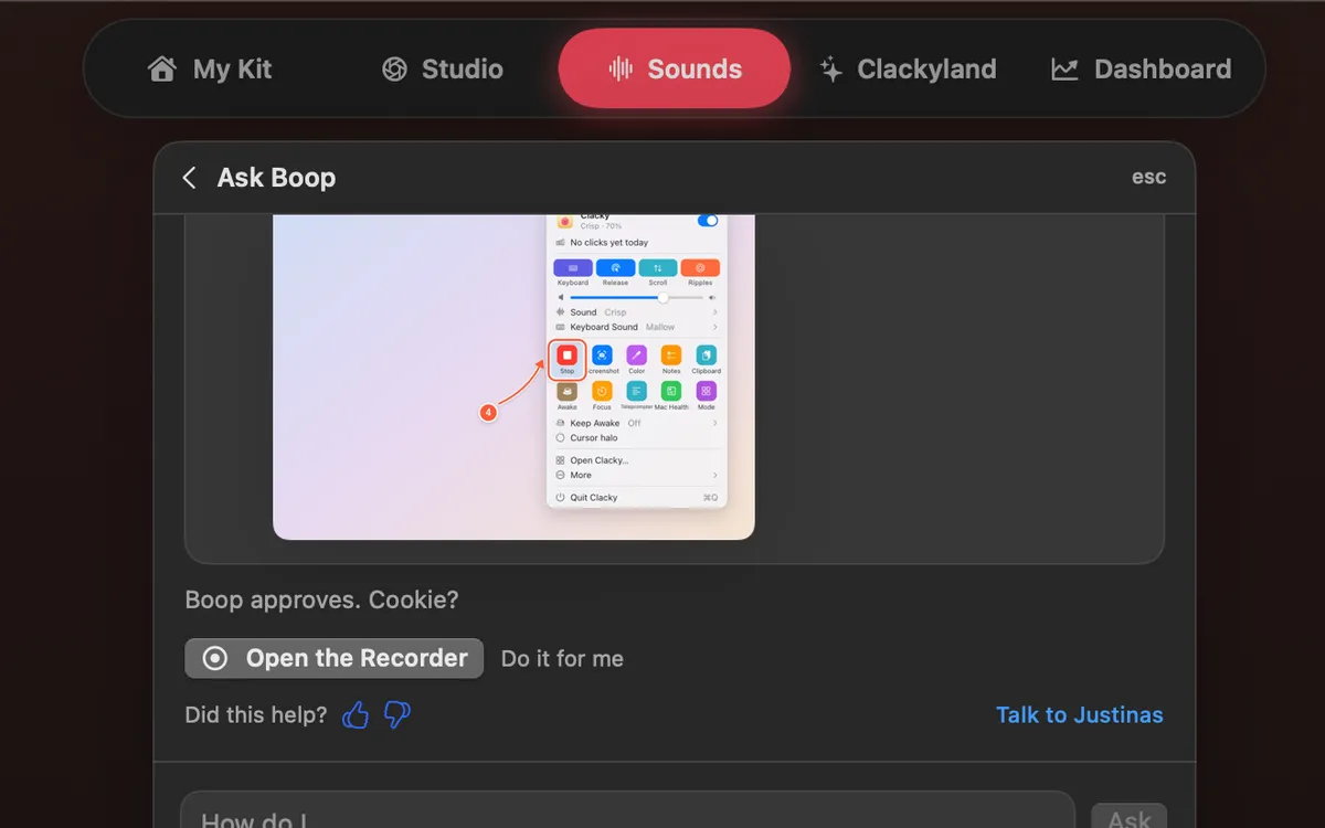 Ask Boop in Clacky