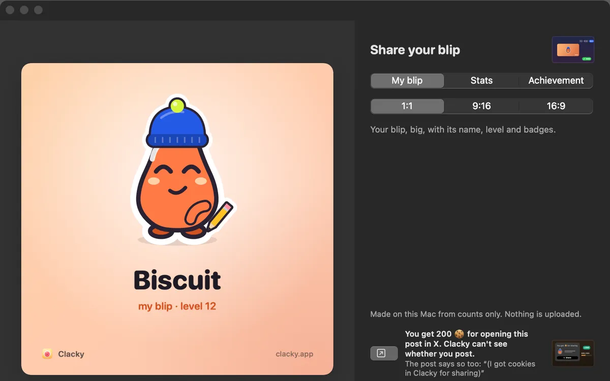 Share cards in Clacky