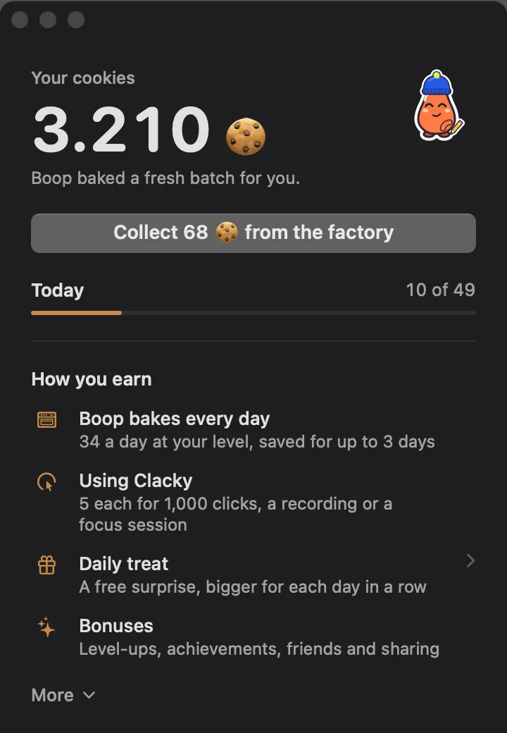 How you earn cookies in Clacky